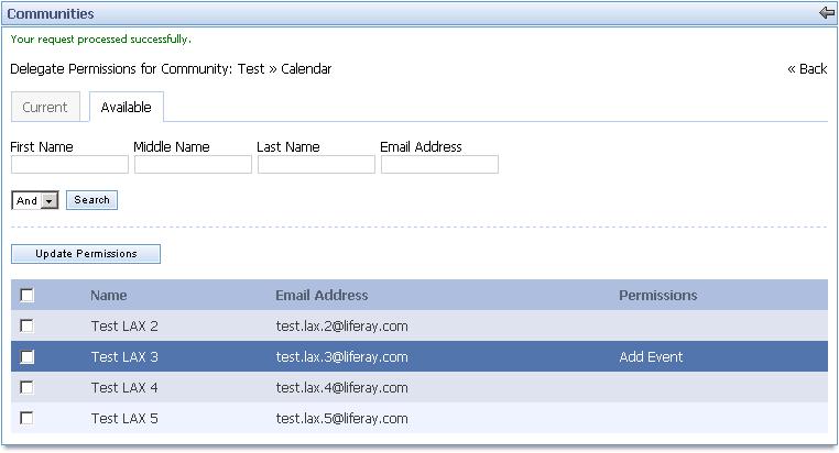 Security and Permissions 9. In the screen above, notice that Test LAX 3 now has the "Add Event" permission.