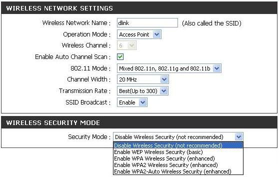 Wireless Network Name: Operation Mode : Wireless Channel: Enable Auto Chanel Scan: 802.11 Mode: Service Set Identifier (SSID) is the name of your wireless network.