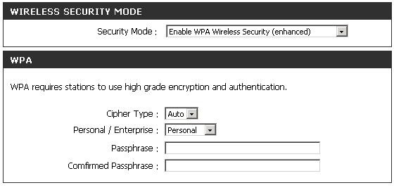Section 4 - Security Configure WPA-Personal It is recommended to enable encryption on your wireless access point before your wireless network adapters.