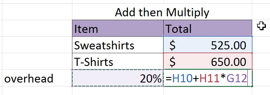 Multiple Arithmetic Operators Many formulas that you create in Excel 2016 perform multiple operations. Excel follows the order of operation when performing each calculation.