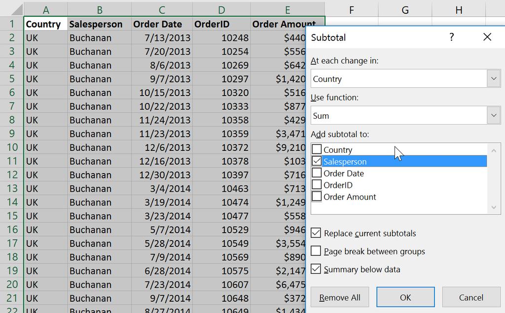 Select specific criteria In the corresponding drop-down 4. To remove the filter, click the Filter Button SUBTOTALS 1. Sort the list on the field for which you want subtotals inserted. 2.