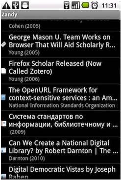 Zotero Mobile Apps ZotPad for annotating PDFs; Paper Machines plugin Zandy is well on its way to being the first full-featured mobile Zotero