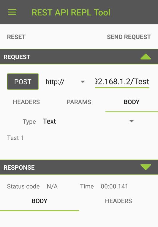 Lab 8.2.2 : Web Server Usage Move data in a file on internal FS 213 For this part, we will use a smartphone with REST API REPL Tool App. Smartphone and SPWF04 need to be connected to the same network.