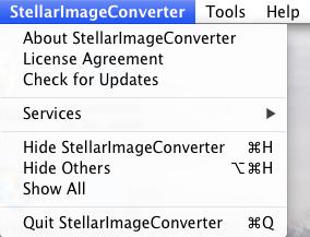 Menus StellarImageConverter Menu About StellarImageConverter Use this option to read more information about the software.