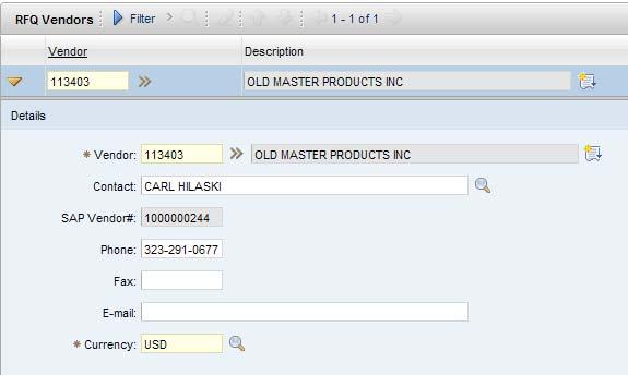 Note: The Vendor Number is typically the old IFS Vendor Number, however in some cases; it