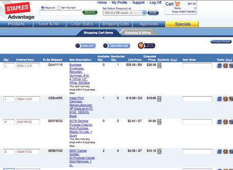 H Using Add to Cart I The Add to Cart button appears during the use of the Catalog and Shopping List Requisition forms.