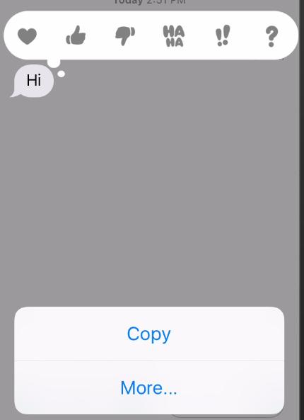 To forward a text, press and hold a speech bubble.