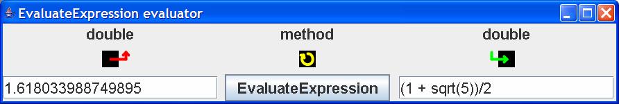 Notice the two buttons HelloWorld and EvaluateExpression that have appeared in the GUI simply due to the fact that we have introduced the two small public methods into the Methods class declaration.