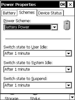 Using the Handheld Setting the power Open Power Select the Battery tab to monitor the battery level.