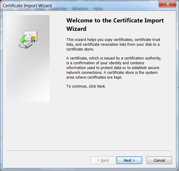 Installing a user certificate on a client node Section 4 Client Certificate