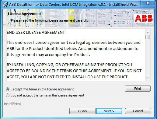 Appendix B Intel DCM Integration 6.0.1 Installation Installation Steps 3. Review the EULA and after selecting the button to accept the terms click Next. Figure 40. End User License Agreement 4.