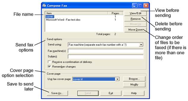 To send a single fax or text message 5. If you want to include a cover page with the fax, choose one from the Use fax cover page list, or click the Browse button to navigate to a different one.