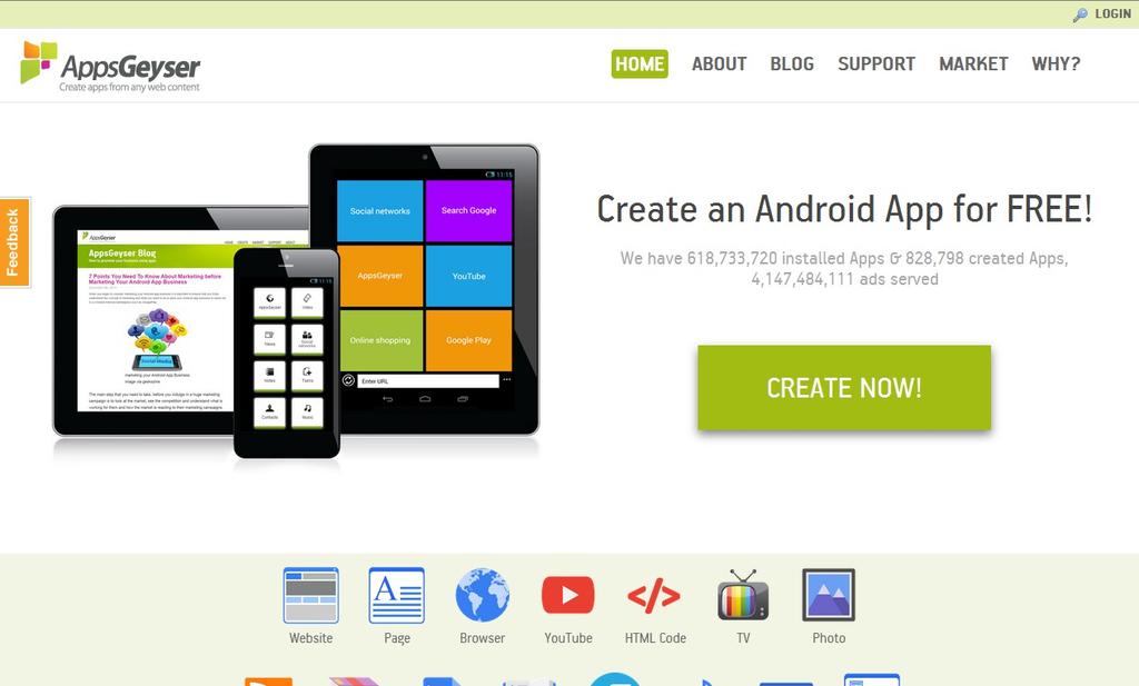 How to create an app for your blog Step 1. Visit http://appsgeyser.com/ and click on CREATE NOW.