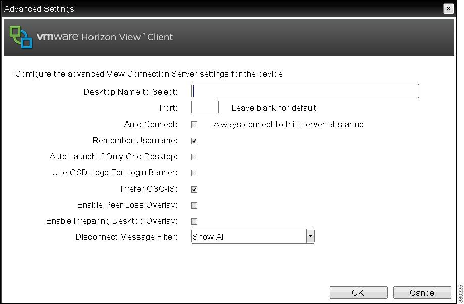 VMware View Connection Configuration Figure 13: OSD VMware View session Configuration Page (Advanced Options)