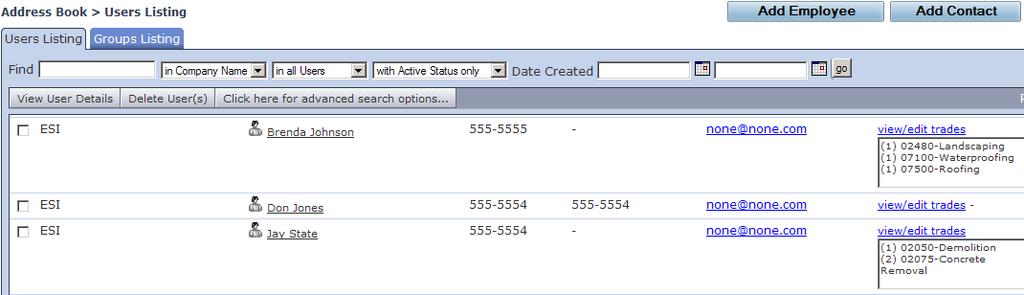 You may click on any column headers Company, Full Name, and Create Date to change the sort.