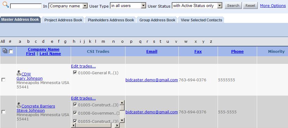 New Groups can be created in one of two ways. The Create New Group Quick option allows you to select a user(s) from the address book list and use the arrows to move the user(s) to the right column.