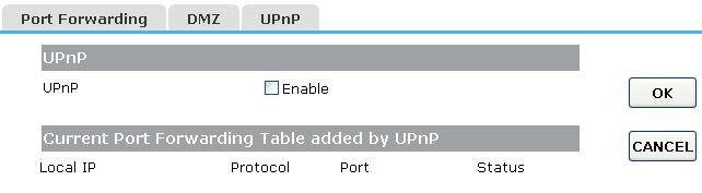 4.4.3 UPNP The UPnP feature allows the devices, such as Internet computers, to access the local host resources or devices as needed.