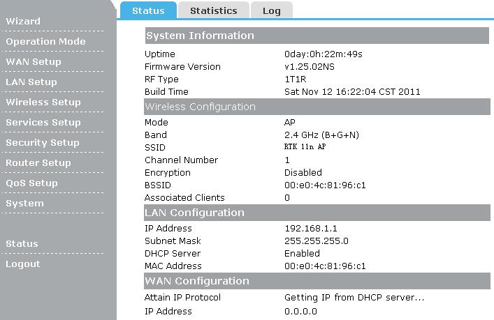 5.2 Statistics This page shows the packet counters for transmission and