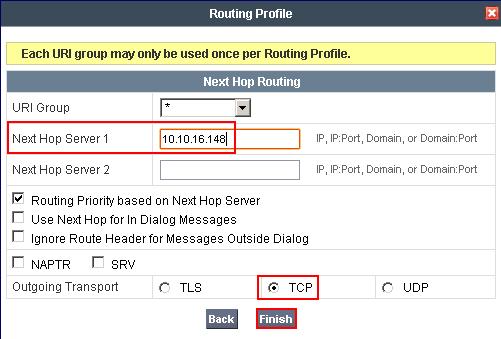 Navigate to Global Profiles Routing Add Profile. Enter an appropriate Profile Name such as To SM as shown below. Click Next.