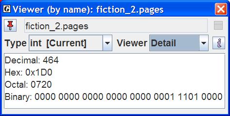For example, the viewer for a String object will display its text value fully formatted. Figure 3-12 shows a viewer on the maincharacter field in fiction_2.
