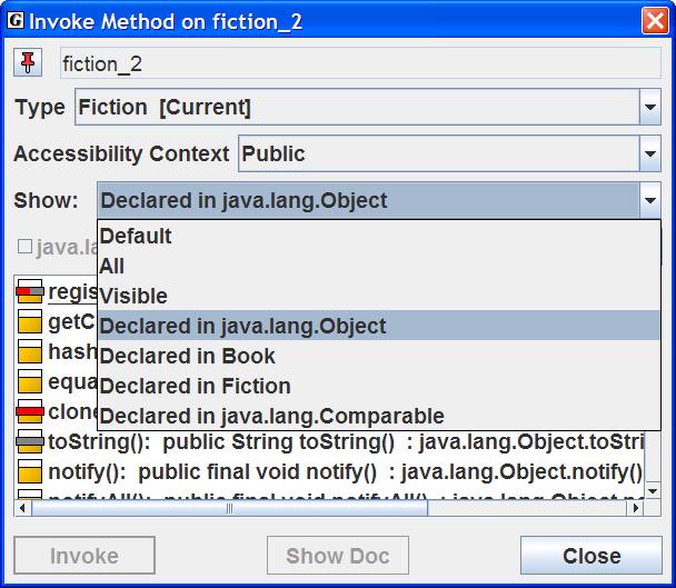 3.14 Showing Categories of Methods The methods shown in the Invoke Method dialog based on the category selected in the Show: field.