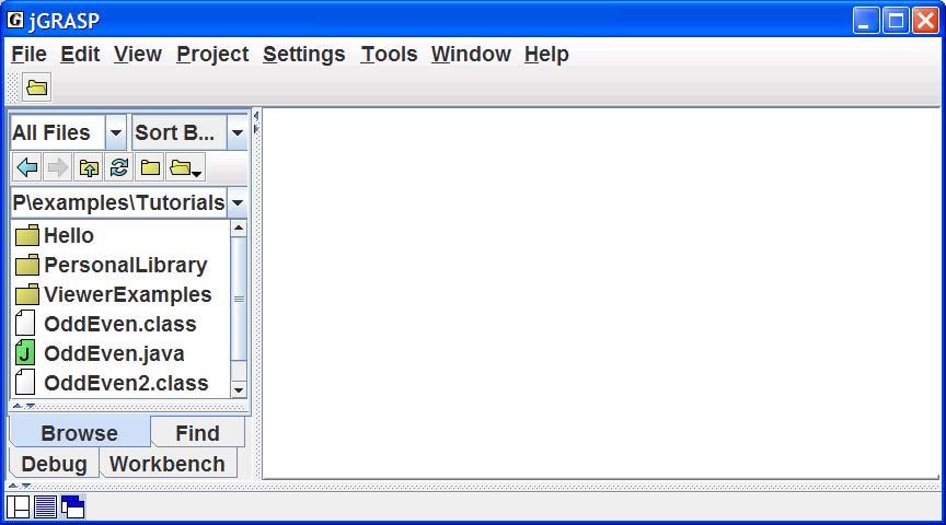 Debug, and Workbench. The large right pane is for UML and CSD windows. The lower pane has tabs for jgrasp messages, Compile messages, Run Input/Output, and Interactions. 3.
