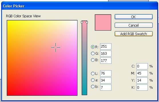 To place a color in the Swatches panel, specify the color and then click on the Add To