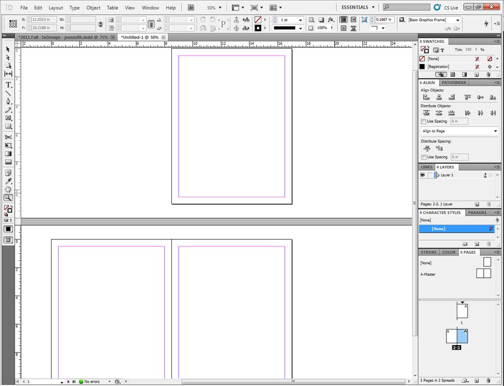 Pages & Page Layout Pages InDesign organizes the pages of your document on a pasteboard, an area outside the page where you can store objects that aren t positioned or visible on the page.