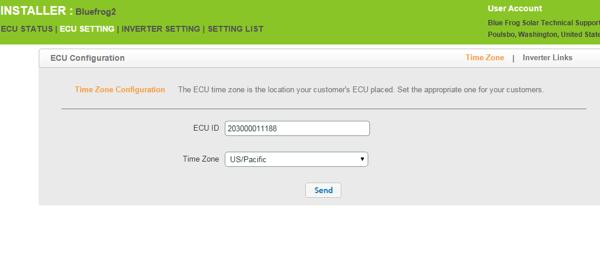 REMOTE ECU MANAGEMENT SETTING THE ECU TIME ZONE 1. Select the ECU SETTING tab. The ECU Configuration page is displayed.