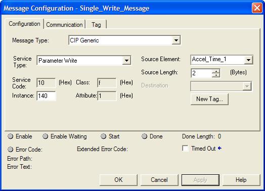 Using Explicit Messaging 6-9 ControlLogix Controller Formatting a Message to Write a Single Parameter Using RSLogix 5000 Software, Version 15.00 or Later Figure 6.