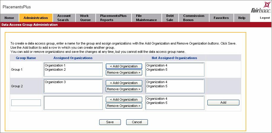 CHAPTER 8 Working with Data Access Group Administration With the Data Access Group control, you can create groups that can be used to assign rights to users based on their access to data.