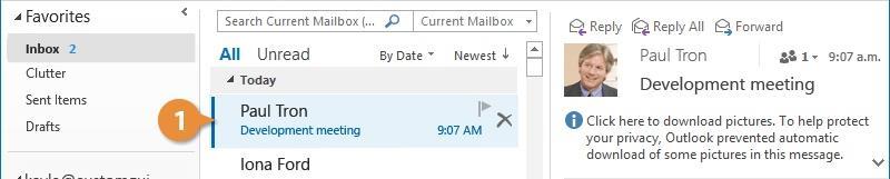 Double-click an email. The email appears in its own window.