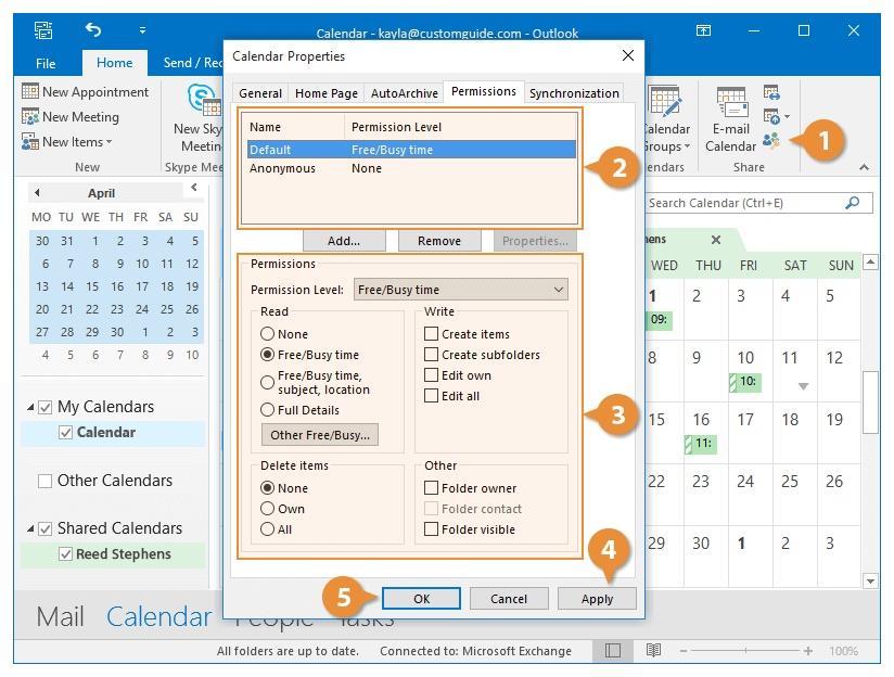 Sharing Your Calendar Working around other people's schedules can be cumbersome. Luckily, Outlook allows you to share calendars so that you can view and, possibly even edit, other people's calendars.