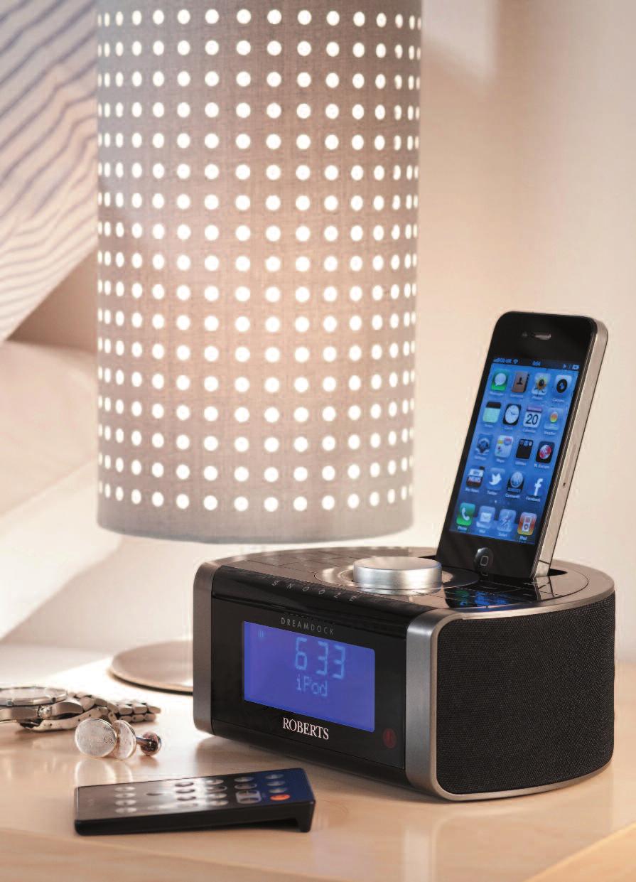 Dreamdock DAB/DAB+/FM RDS stereo clock radio with a dock for ipod, superior sound quality and remote control Dock for ipod and iphone