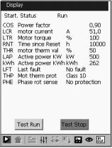 The settings are as follows (see page /69): - nominal motor current, - limiting current, - acceleration ramp time, - initial starting torque, - deceleration ramp time, - threshold for changing to