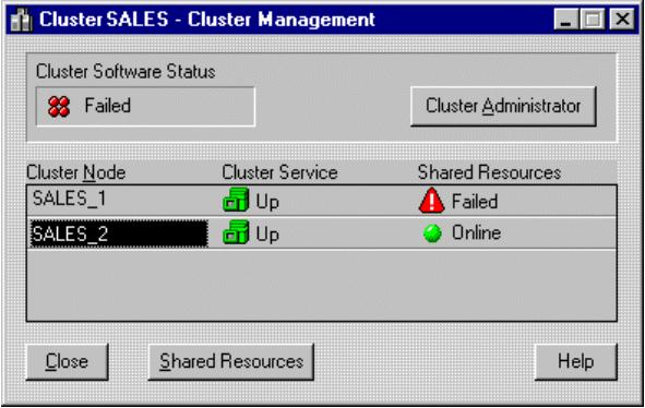 6-6 Compaq ProLiant CL380 Software User Guide Cluster Management Screen Compaq Insight Manager includes a Cluster Management screen.