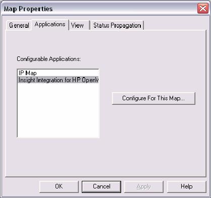 Configuring the HP Systems Insight Manager launch on Windows 1. From the NNM segment map, select Map>Map Properties. The Map Properties window appears. 2.