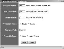 MAC Filtering: When enabled, allows you to allow or deny certain computers access to the wireless network based on the MAC address the computer reports.