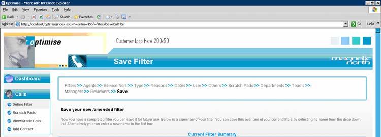 On the Save Filter screen, configure the following fields and