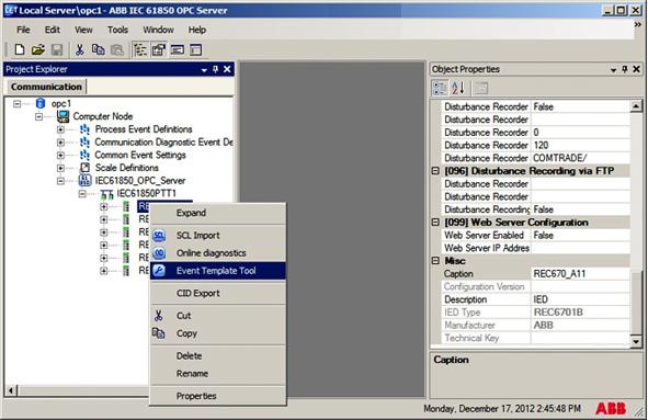 Event Template Tool Section 2 800xA IEC61850 OPC Server The Event