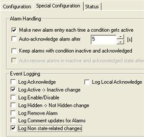 In the Special Configuration tab, check Log Non state-related changes. Figure 101. Log Non state-related changes in Special Configuration Tab 27.