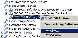 Redundant OPC AE Configuration Section 4 800xA IEC 61850 Alarm and Event Configuration 3. In the New Object dialog box, enter a name and click Create. Figure 108. New Object Dialog Box 4. Click Next.