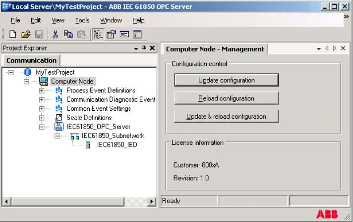 Update and Reload Configuration Section 2 800xA IEC61850 OPC Server Figure 23. Computer Node - Management Function 2.