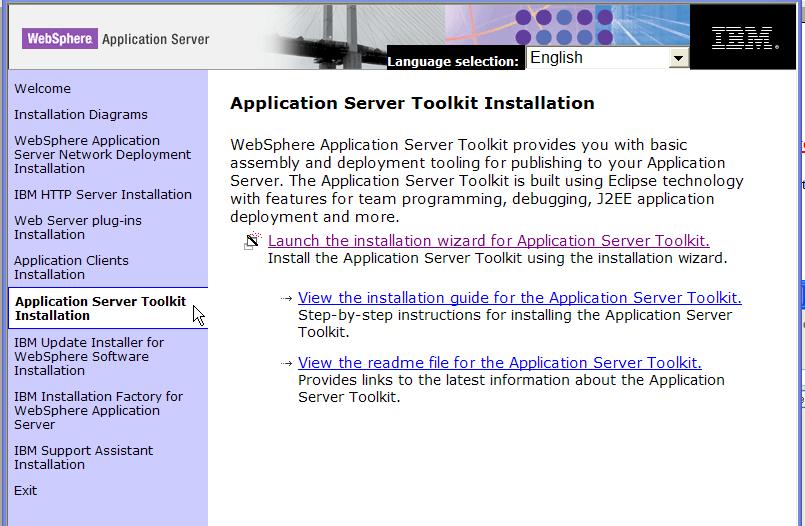 Part 4 - Installing WebSphere Application Server Toolkit (AST) v6.1 Note: You cannot use ghosting or disk imaging to install this software. You must install the software on each machine separately. 1.