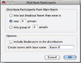 Breakout rooms have their own private Audio, Whiteboard, Applica on Sharing, Video, etc.