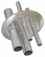 process equipment. Features a curled tongue perforated (¼" holes) strainer welded to a sanitary clamp cap with stainless bar handle.