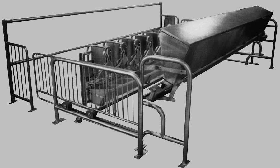 Goat And Sheep Stanchions And Parlors Goat And Sheep Parlors Hot Dipped galvanized in 12 stall pre-fabricated sections.