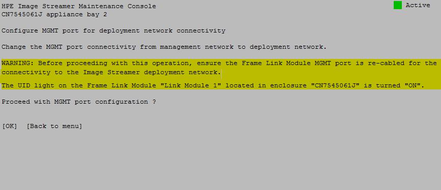 Figure 15: Configure MGMT port for deployment network connectivity Configure MGMT port for management network connectivity This procedure is applicable for a setup with 3 enclosures or more.