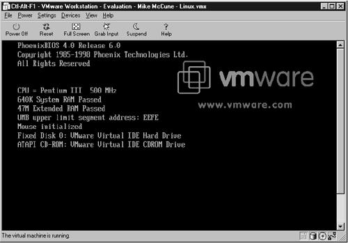 Figure 4.2. VMware is running Linux inside of a Windows NT.
