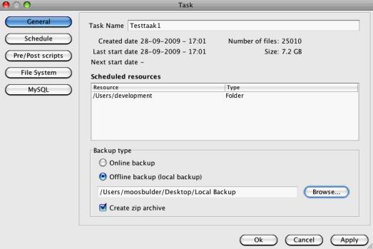 Figure 23: Summary view Task Name You can give the backup task a name.
